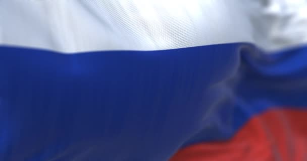 Close View Russian National Flag Waving Wind Russia Transcontinental Country — Wideo stockowe