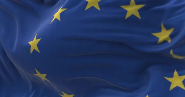 Close View European Union Flag Waving Wind European Union Political — Stockvideo