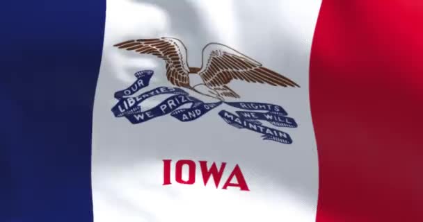 Fabric Background Flag Iowa Waving Iowa State Located Midwestern Region — 图库视频影像