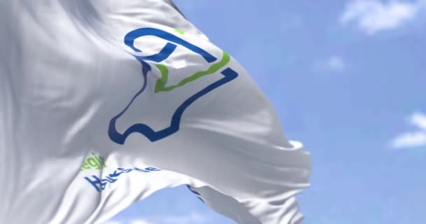 Прапор Регіону Хаутс Франс Розмахує Вітром Ясний День Hauts France — стокове відео