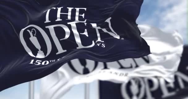 Andrews Skotsko Červen 2022 Tři Vlajky Logem 150Th Open Golf — Stock video