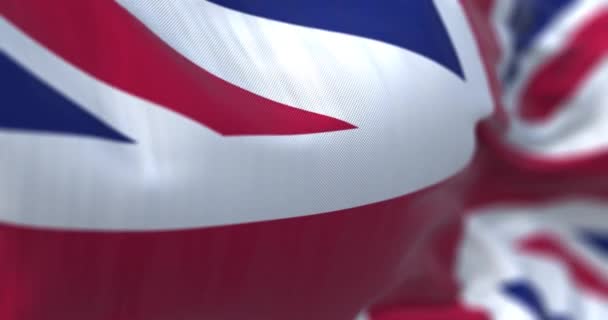 Close View United Kingdom Flag Waving Wind United Kingdom Sovereign — Stockvideo
