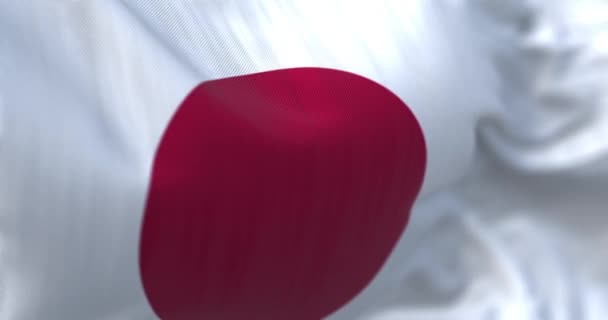 Close View Japanese National Flag Waving Wind Japan Asian Country — Stockvideo