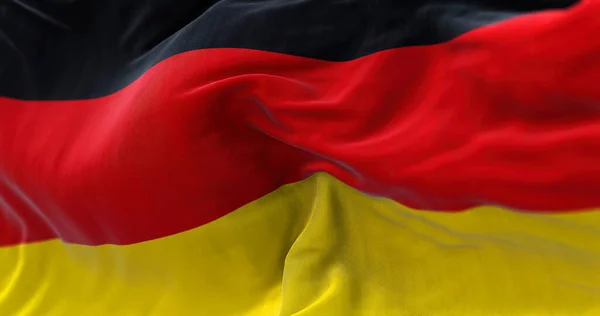 Close View German National Flag Waving Wind Germany European Country — ストック写真