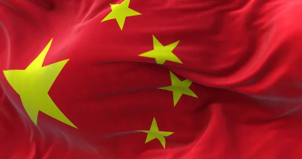 Close View Chinese National Flag Waving Wind China Country East — 图库照片