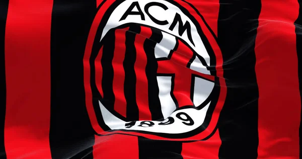 Milão Itália Julho 2022 Bandeira Milan Acenando Vento Milan Clube — Fotografia de Stock