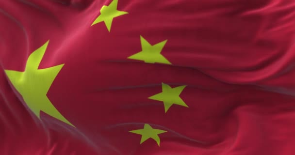Close View Chinese National Flag Waving Wind China Country East — kuvapankkivideo