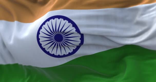 Detailed Close National Flag India Waving Democracy Politics South Asian — Stockvideo