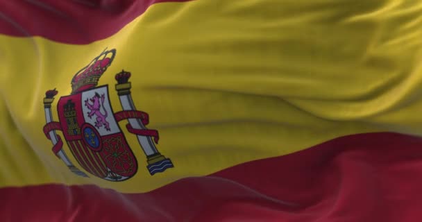 Close View Spain National Flag Waving Wind Spain Country Southwestern — Vídeos de Stock
