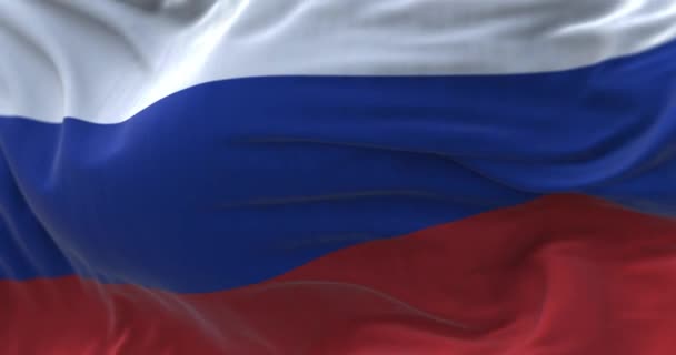 Close View Russian National Flag Waving Wind Russia Transcontinental Country — Video