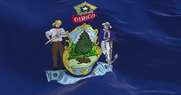 State Flag Maine Waving Wind Maine State New England Region — Stok Video