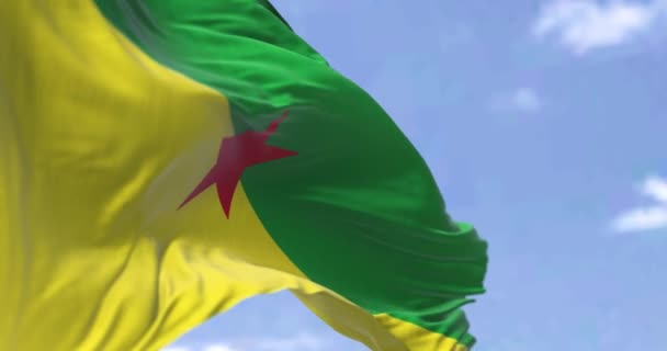 Flag French Guiana Waving Wind Clear Day French Guiana Overseas — Stok video