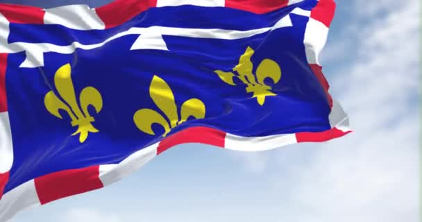 Pohled Vlajku Centre Val Loire Vlnící Větru Jasného Dne Centre — Stock video