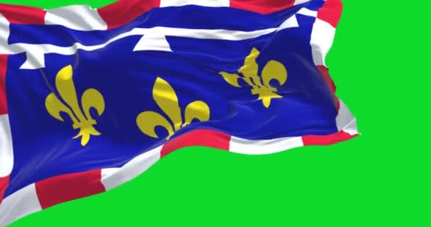 View Centre Val Loire Flag Waving Wind Isolated Green Background — Vídeo de Stock