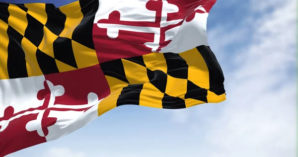 State Flag Maryland Waving Wind Clear Day Maryland State Mid — Stockfoto