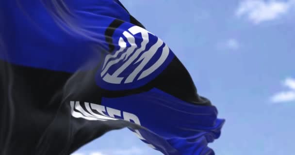 Milan Italy July 2022 Flag Inter Football Club Waving Wind — Vídeo de stock