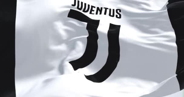 Turin Italy July 2022 Flag Juventus Football Club Waving Juventus — Vídeo de stock