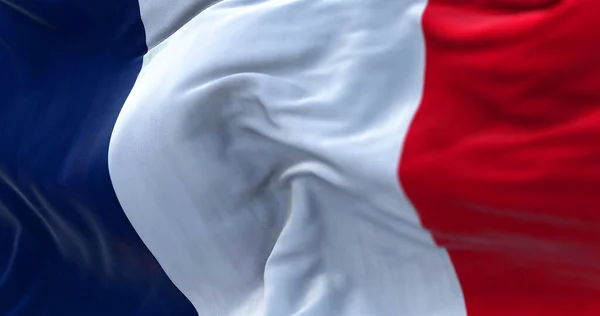 Close View France National Flag Waving Wind France Country Located — Zdjęcie stockowe