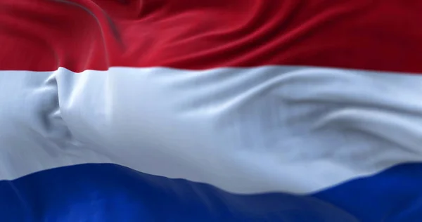 Close View Netherlands National Flag Waving Wind Netherlands Country Located — Stock fotografie