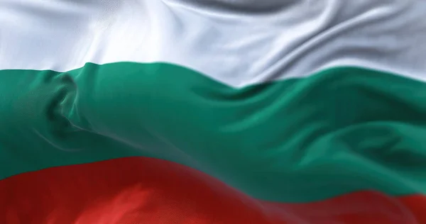 Close View Bulgaria National Flag Waving Wind Bulgaria Country Southeast — стоковое фото