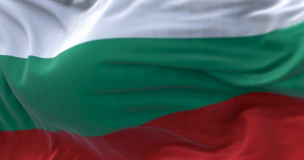 Close View Bulgaria National Flag Waving Wind Bulgaria Country Southeast — 图库视频影像