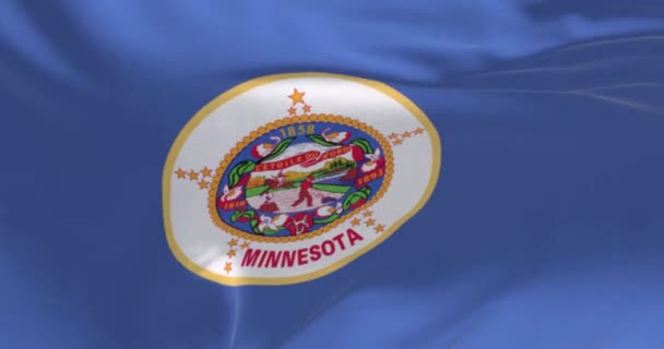 State Flag Minnesota Waving Wind Minnesota State Upper Midwestern Region — Vídeo de stock