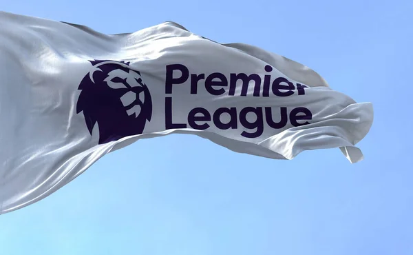 London Eng July 2022 Close Premier League Flag Waving Wind — Zdjęcie stockowe