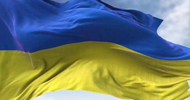 Detail National Flag Ukraine Waving Wind Democracy Politics Patriotism Selective — Wideo stockowe