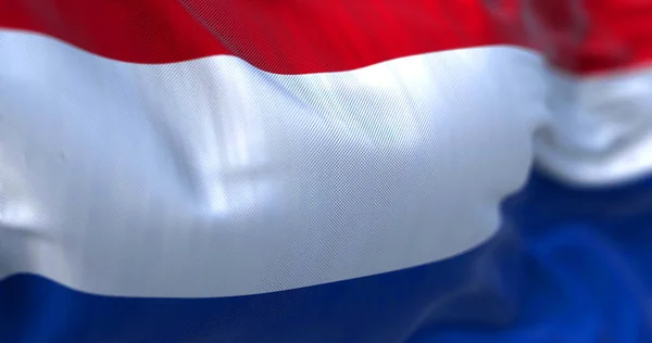 Close View Netherlands National Flag Waving Wind Netherlands Country Located — Φωτογραφία Αρχείου