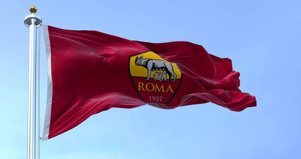 Rome Italy July 2022 Flag Roma Waving Roma Professional Football — 图库照片