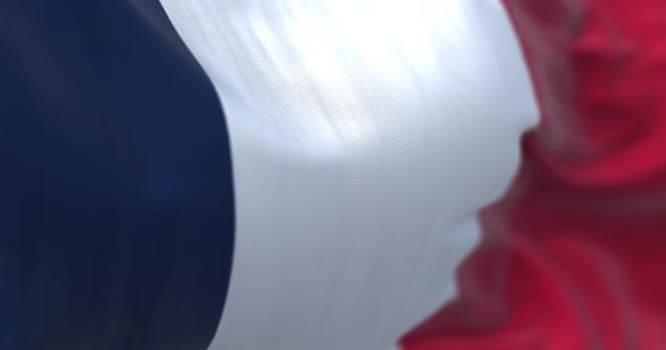Pohled Zblízka Francouzskou Národní Vlajku Vlnící Větru Francie Země Nacházející — Stock video