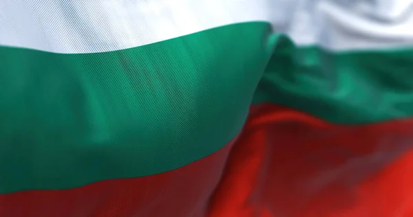 Close View Bulgarian National Flag Waving Wind Bulgaria Country Southeast — ストック写真