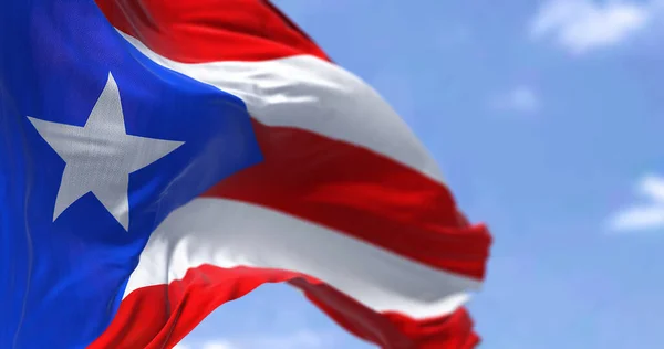 Flag Puerto Rico Waving Wind Clear Day Puerto Rico Caribbean —  Fotos de Stock