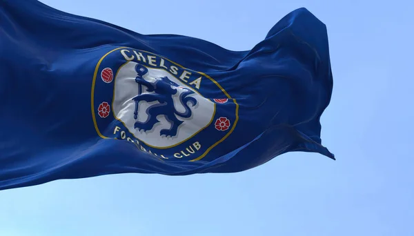 London May 2022 Flag Chelsea Football Club Waving Wind Clear — Stock Photo, Image