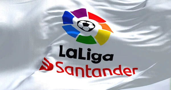 Madrid Spa July 2022 Close Liga Flag Waving Wind Liga — Φωτογραφία Αρχείου