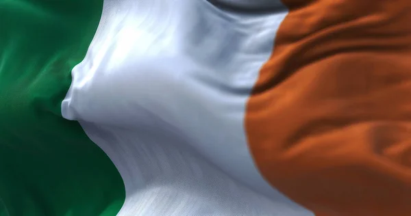 Close View Irish National Flag Waving Wind Ireland Island North — kuvapankkivalokuva