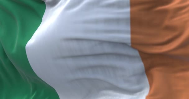 Close View Irish National Flag Waving Wind Ireland Island North — Video