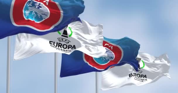 Prague Czech Rep July 2022 Flags Uefa Uefa Europa Conference — Stok video