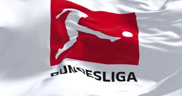 Munich Ger July 2022 Close Bundesliga Flag Waving Wind Bundesliga — Vídeos de Stock