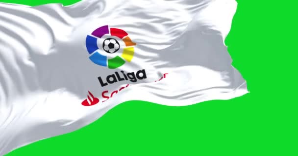Madrid Spa July 2022 Close Liga Flag Waving Wind Isolated — Vídeos de Stock
