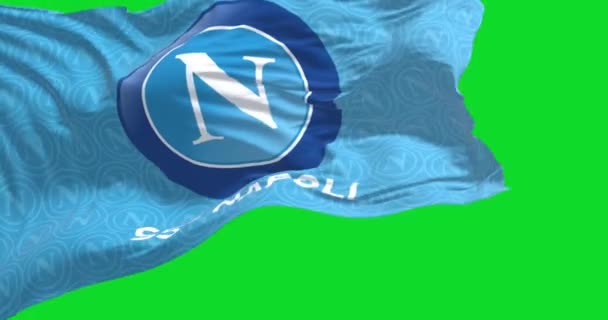 Naples Italy July 2022 Flag Ssc Napoli Waving Isolated Green — Vídeo de stock