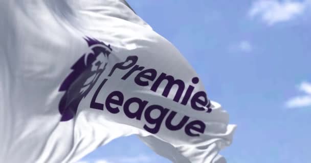 London Eng July 2022 Close Premier League Flag Waving Wind — Vídeo de stock