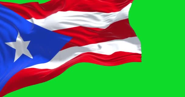 Flag Puerto Rico Waving Wind Isolated Green Background Puerto Rico — Stok Video