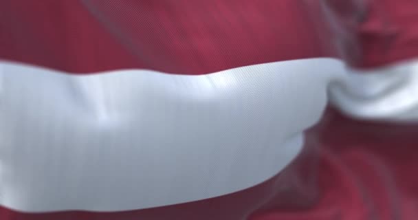 Close View Latvia Flag Waving Wind Republic Latvia Country Baltic — Stock video