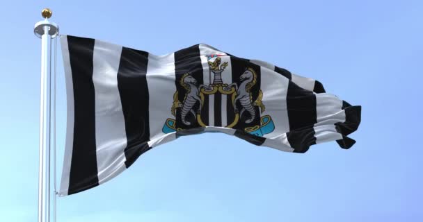 Newcastle May 2022 Flag Newcastle United Waving Wind Clear Day — Stockvideo