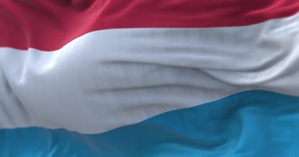 Vista Cerca Bandera Nacional Luxemburguesa Ondeando Gran Ducado Luxemburgo País — Vídeos de Stock