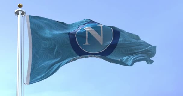 Nápoles Italia Julio 2022 Bandera Ssc Napoli Ondeando Ssc Napoli — Vídeo de stock