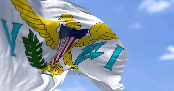 Vlag Van Amerikaanse Maagdeneilanden Zwaaiend Een Heldere Dag Maagdeneilanden Van — Stockfoto