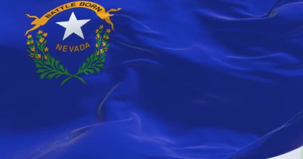 Vista Cerca Bandera Del Estado Nevada Ondeando Nevada Estado Región — Vídeo de stock