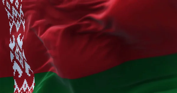 Close View Belarusian National Flag Waving Wind Republic Belarus Landlocked — Stok fotoğraf